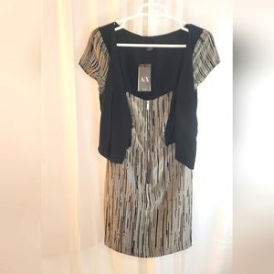 Armani Exchange, Women's dress size 6, black and grey vertical lines.